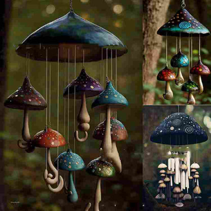 Mushroom Wind Chimes Colorful Handmade Resin Art Decoration Home Decor DealSniper.net