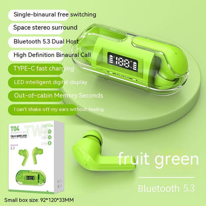 Wireless Digital Display Bilateral Stereo Transparent Headset Electronics dealsniper-net Neutral Boxed T04 Green