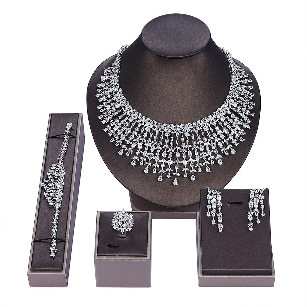 Shiny Zircon Bridal Jewelry Set Jewelry dealsniper-net