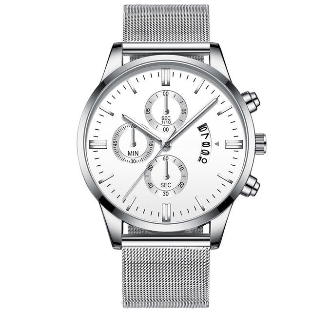 Mens Business Luxury Watches For Men Mesh Band Quartz Watch Jewelry Gym From House Silver White