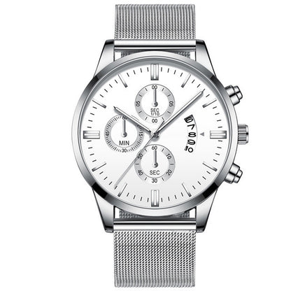 Mens Business Luxury Watches For Men Mesh Band Quartz Watch Jewelry Gym From House Silver White