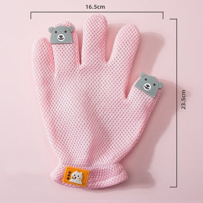 Pet Bath Cat Petting Gloves Double-sided Floating Hair Comb Pets Gym From House Pink Dull Bear Left Hand