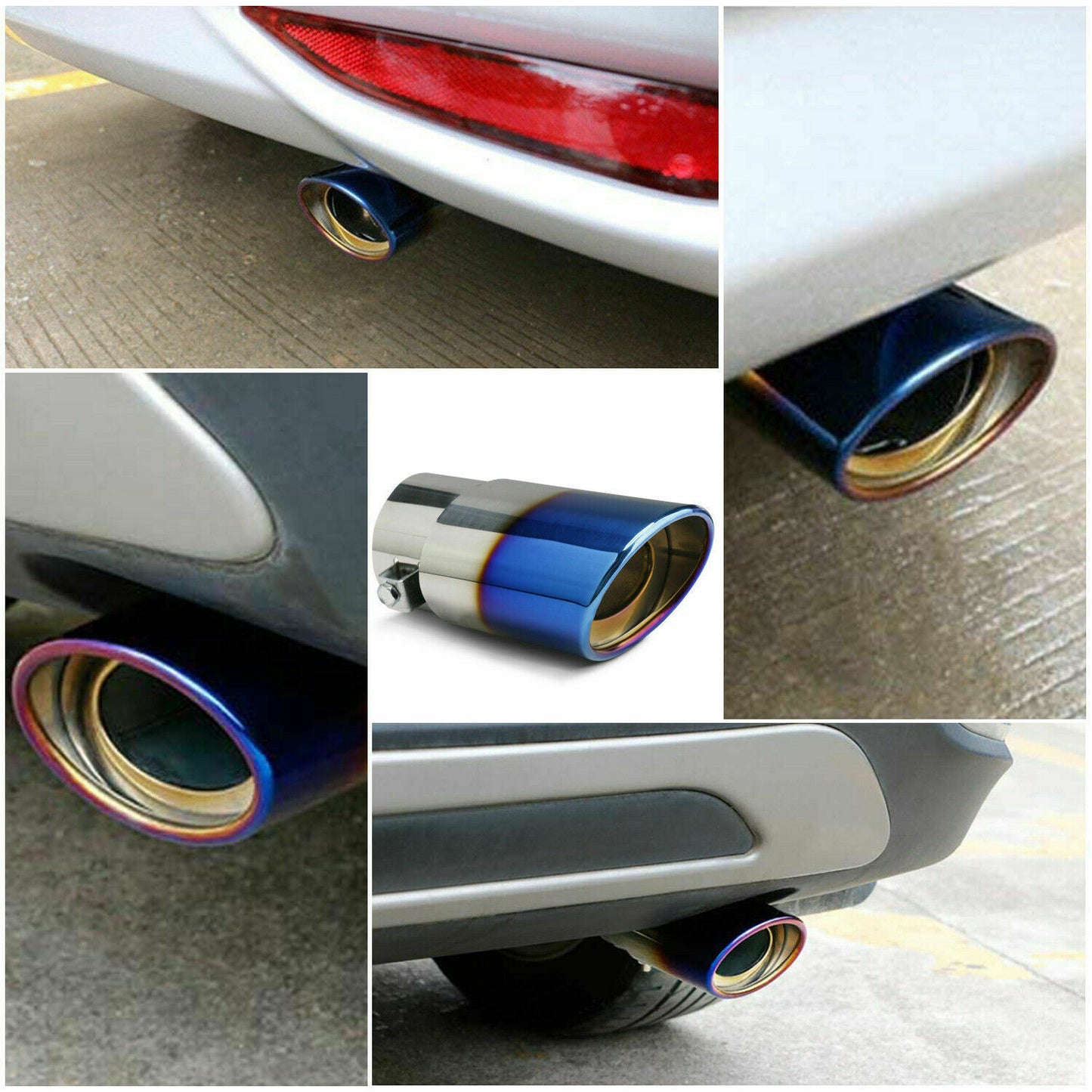 Car Exhaust Pipe Tip Rear Tail Throat Muffler Stainless Steel Round Accessories Vehicle dealsniper-net