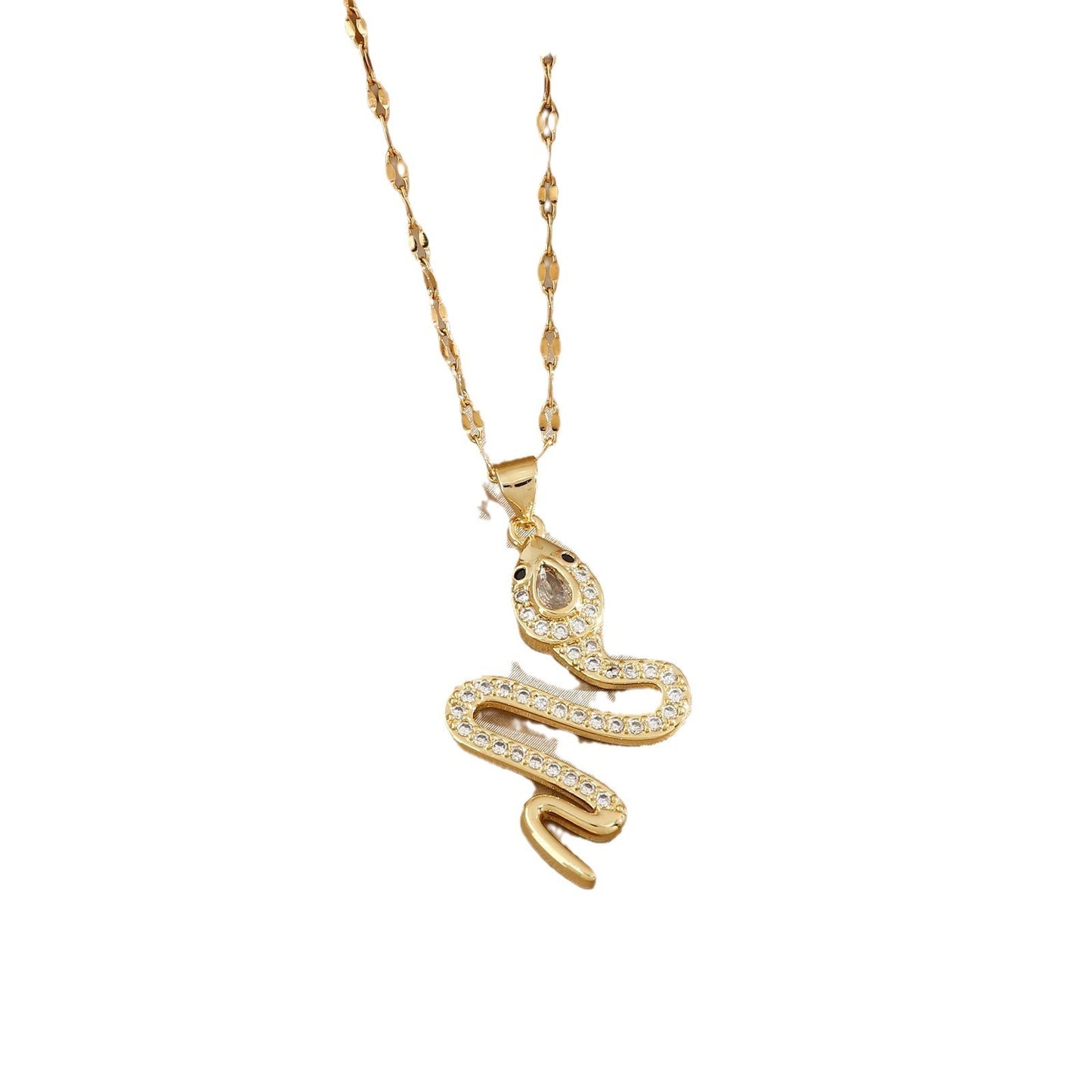 Fashion Personality Snake Necklace With Rhinestone Design Jewelry dealsniper-net