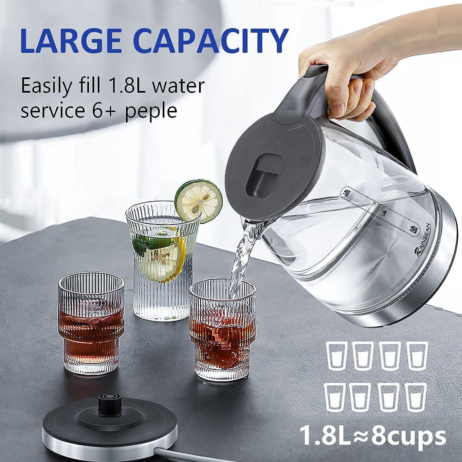 Electric Kettle Water Boiler 1.8L Electric Tea Kettle Kitchen dealsniper-net