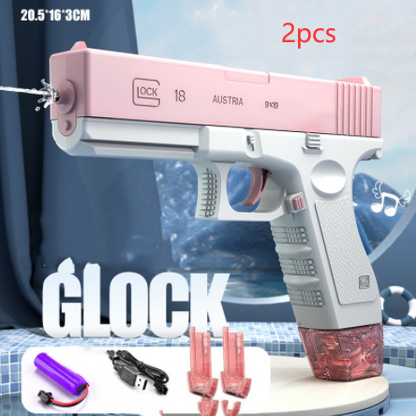 Children's Electric Continuous Fire Water Gun Beach Toys Outdoor dealsniper-net Pink 2pcs Magazine version USB