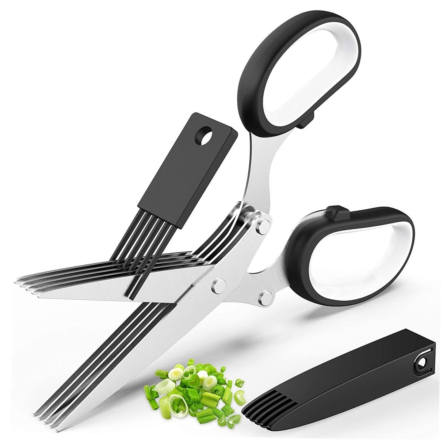 Herb Scissors With Multi Blades Stainless Steel Fast Cutting Shear Kitchen Tool Kitchen dealsniper-net