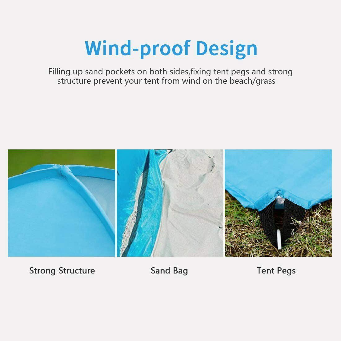 Pop Up Beach Tent For 1-3 Person Rated UPF For UV Sun Protection Waterproof Outdoor DealSniper.net