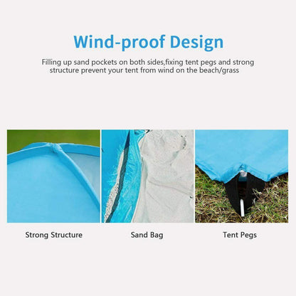 Pop Up Beach Tent For 1-3 Person Rated UPF For UV Sun Protection Waterproof Outdoor DealSniper.net