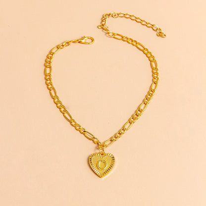 Initial Letter Anklet Gold Color Heart Pendant Foot Bracelets Women Jewelry dealsniper-net O