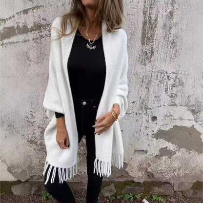 Women's Knitted Batwing Sleeve Cardigan With Tassel Design Women dealsniper-net