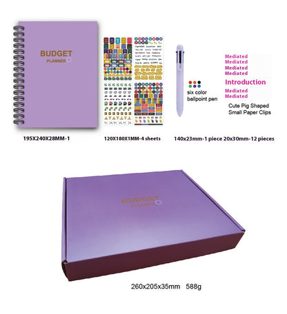 Coil Notebook Stickers Monthly Financial Planning Kids dealsniper-net J12 Purple Budget Book Suit