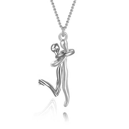 18K Love Hug Necklace Couple Anniversary Valentine's Day Gift Jewelry dealsniper-net Silver L