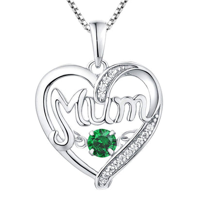 Pulsatile Heart MoM Necklace Mother's Day Gift Birthstones Smart Pendant Jewelry dealsniper-net May 925 Silver