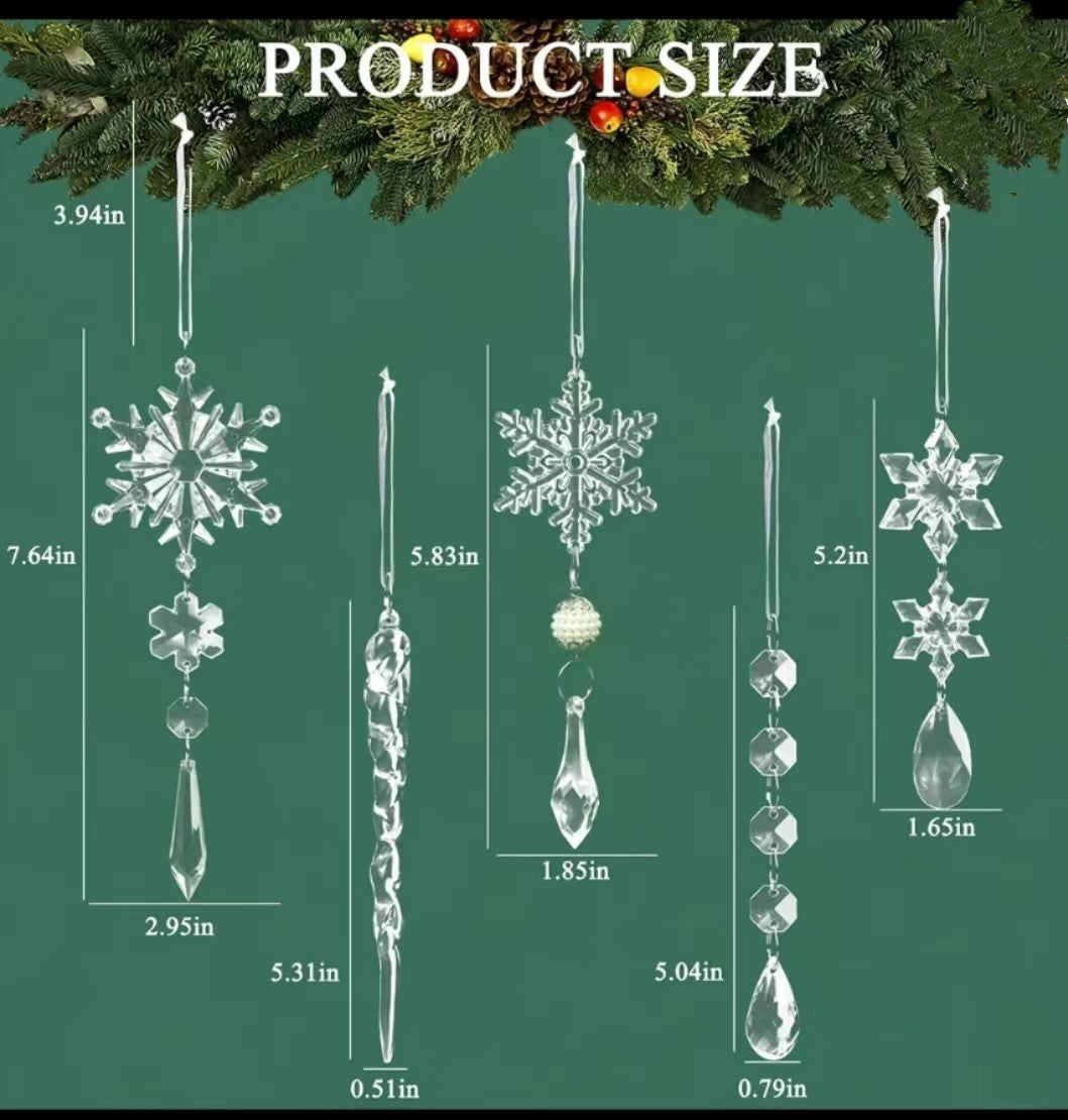 10 pcs Christmas Tree Hanging Pendants Acrylic Ice Strip Snow