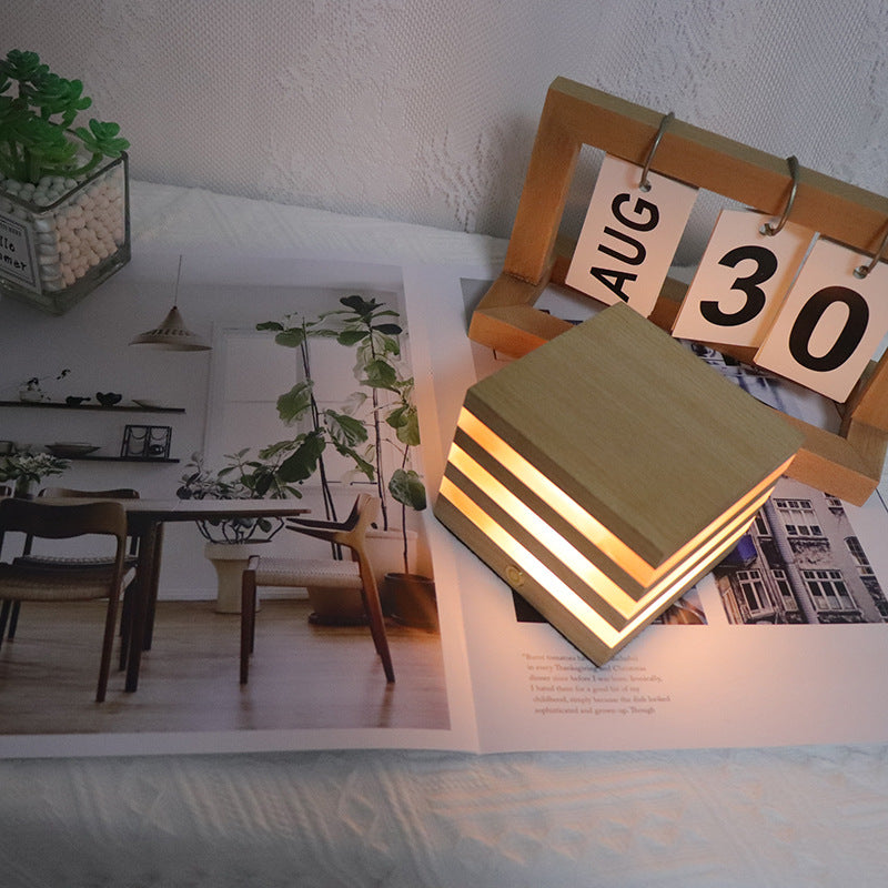 Ins Nordic Girl Heart Shooting Props Wooden LED Night Light House dealsniper-net