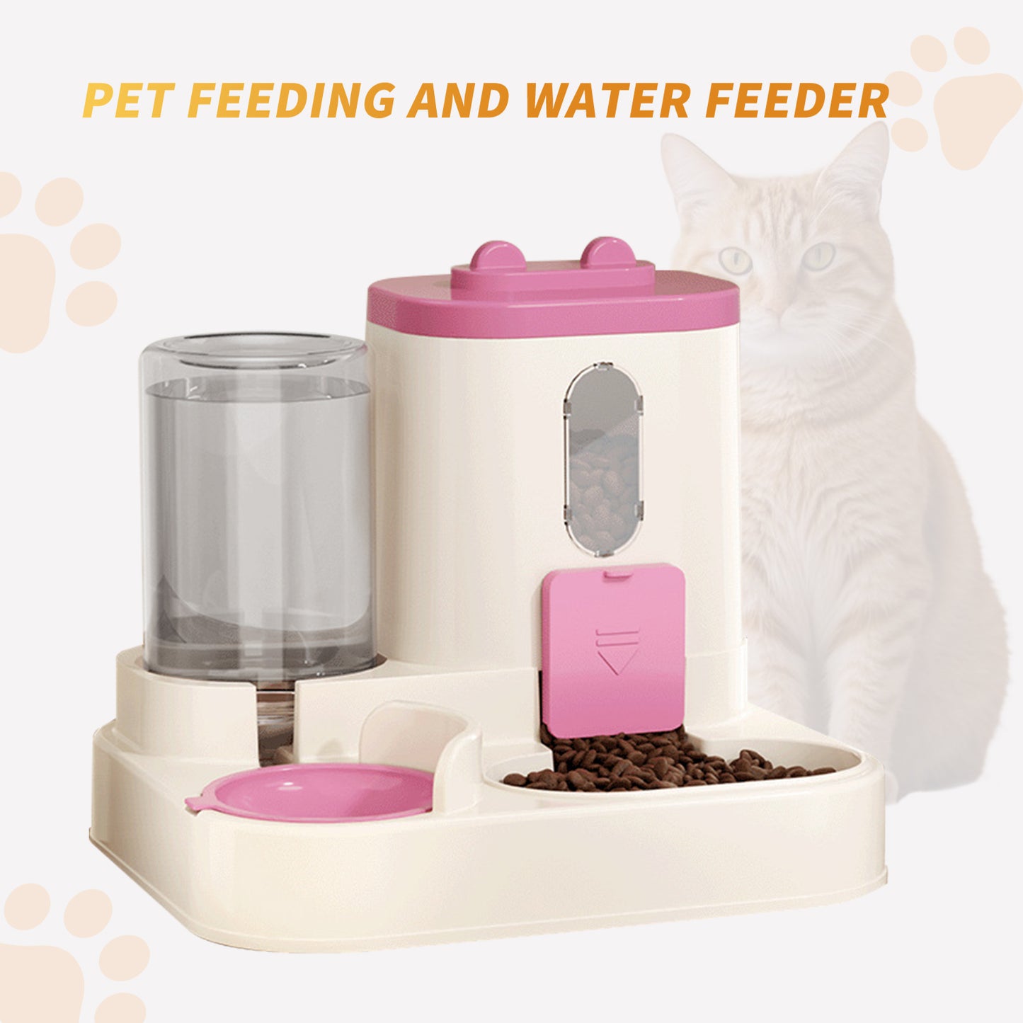 Fully Automatic 2in1 Cat Food Dispenser - Integrated Water Dispenser Pets Gym From House