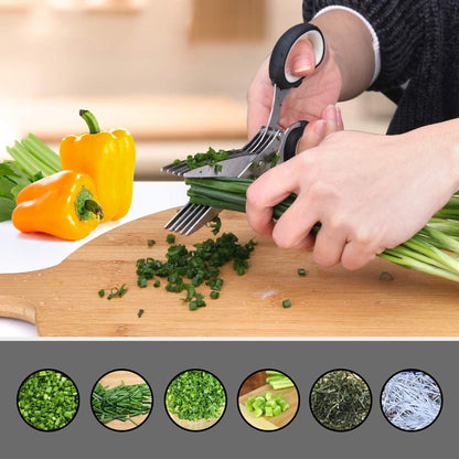 Herb Scissors With Multi Blades Stainless Steel Fast Cutting Shear Kitchen Tool Kitchen dealsniper-net