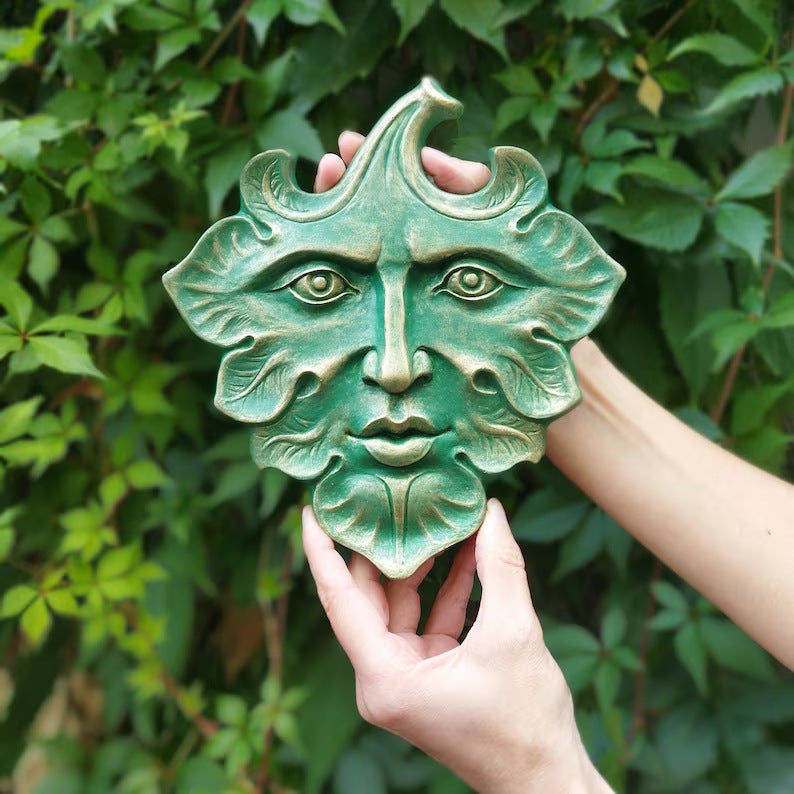 Green Leaf Man Wall Art Sculpture Home Garden Wall Hanging Decoration