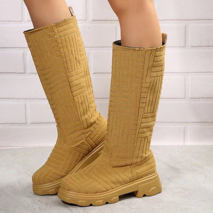 Mid Calf Boots Fashion Platform Western Boots Women