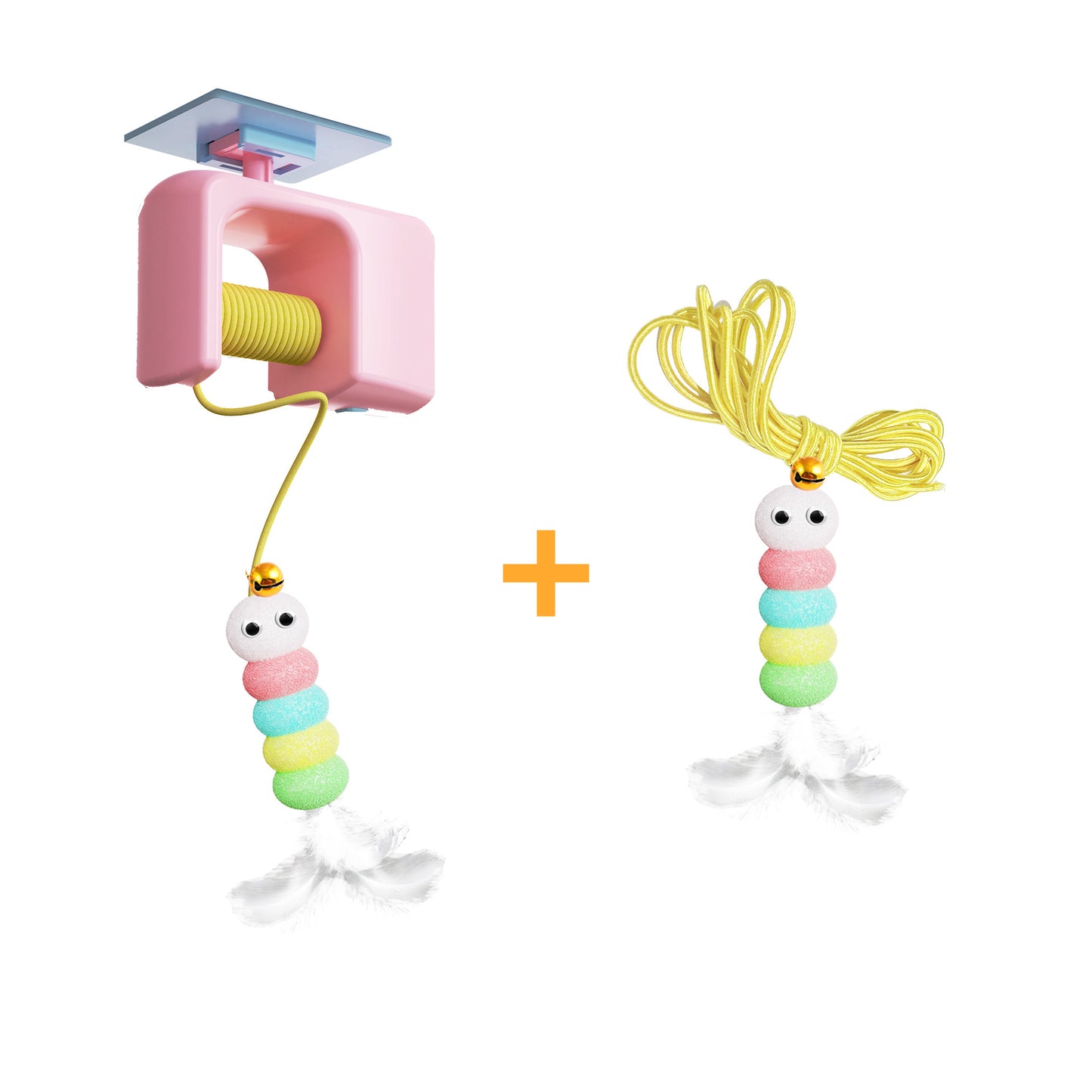 Caterpillar And Flying Bird Suitable For Self-playing Pet Chasing Toys Ai Recorder Gym From House Pink With 1Head
