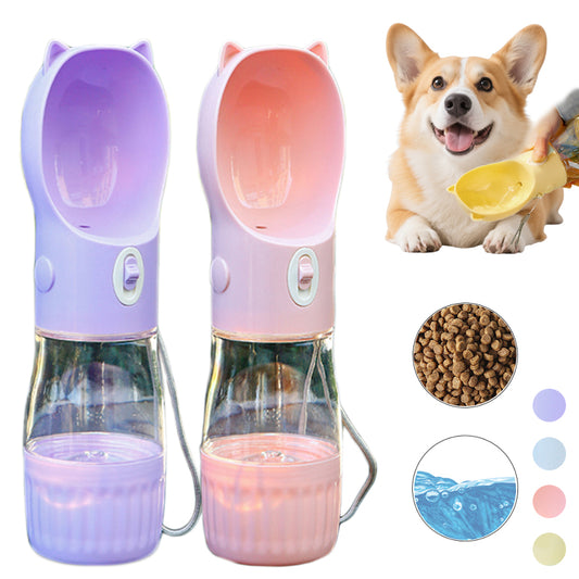 2 In 1 Portable Dog Water Bottle Drinking Bowl Pets Gym From House