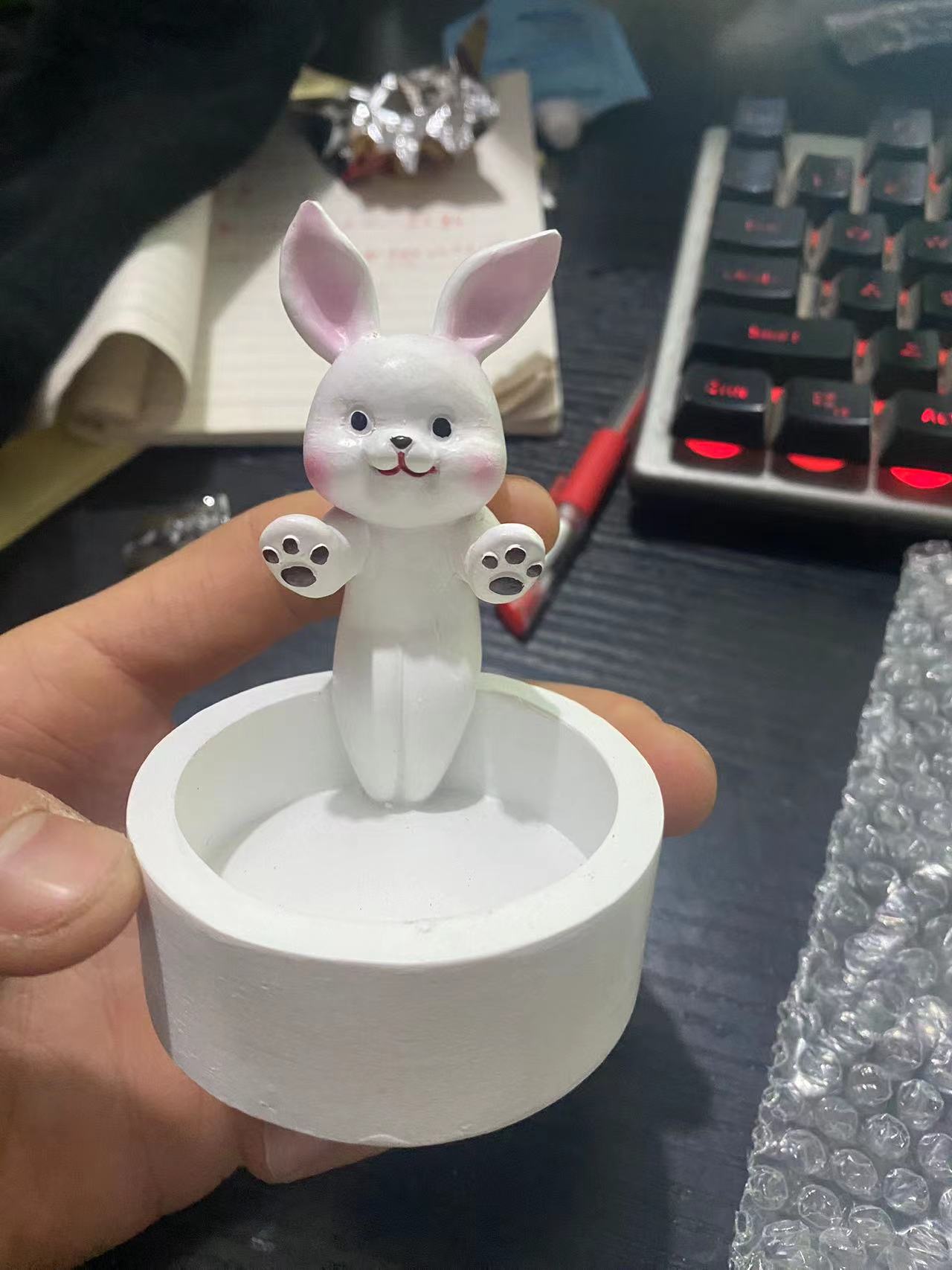 Cartoon Kitten Candle Holder Warming Its Paws Cute Pets Gym From House