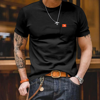 Plus Size Solid Color T-shirt Trendy Casual Short Sleeve Men Men Gym From House