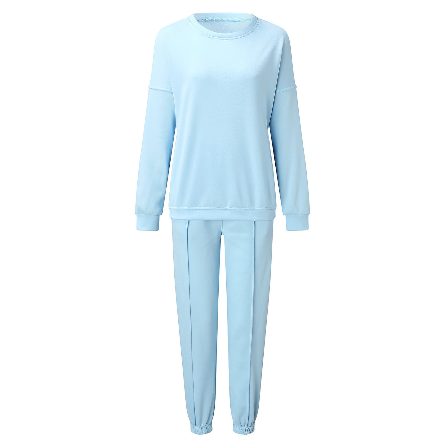 New Women's Loose Sports Casual Sweater Suit Women Gym From House Light Blue L