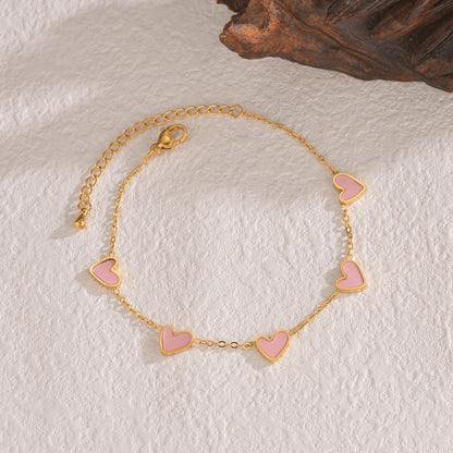 Ins Love Bracelet Stainless Steel Dripping Heart Bracelet Jewelry Gym From House Golden Pink