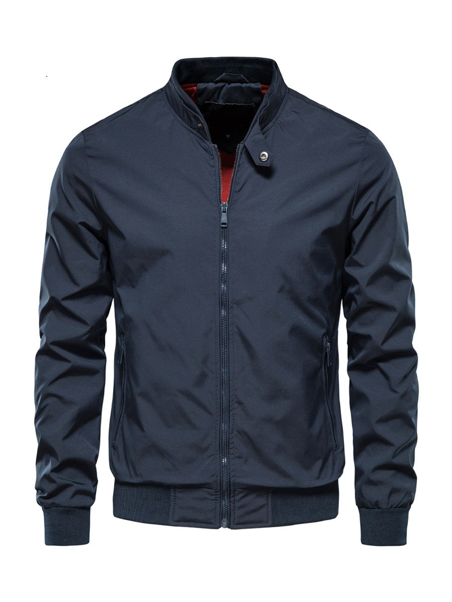 Trendy Men's Jacket Spring And Autumn Coat Fashion Outerwear Men Gym From House 836 navy blue 4XL