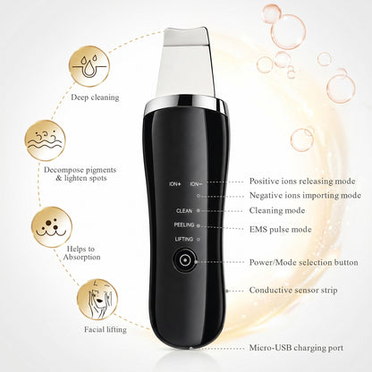 Electric Ultrasonic Skin Scrubber Face Spatula Home Ultrasonic Skin Scrubber Beauty Gym From House