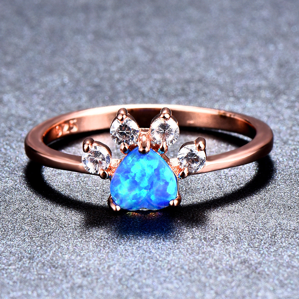 Cute Cat-claw-shaped Rings Fashion Personality Jewelry dealsniper-net Peach Heart Blue No 10 1PCS