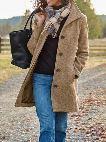 Winter Single-breasted Lapel Coat Fashion Commuter Women null Khaki 2XL