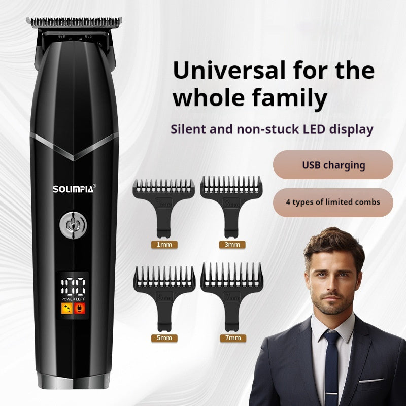 Smart LCD Digital Display Oil Head Scissors Portable USB Charging Household Hair Scissors Men DealSniper.net