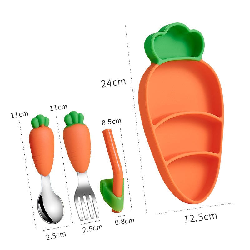 Children's Silicone Dining Plate Set Kitchen DealSniper.net Dining Plate Set of Four Color box packaging