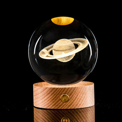 Luminous Galaxy Crystal Ball Decoration 3D Laser Inner Carving Home Decor dealsniper-net Saturn 6cm Crystal Ball Base