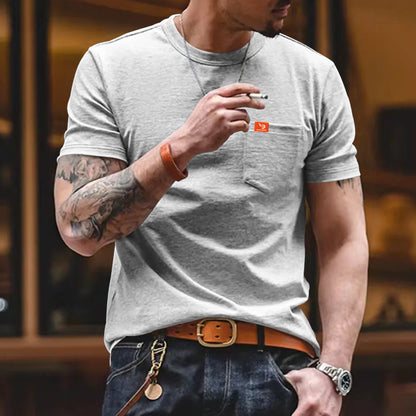 Plus Size Solid Color T-shirt Trendy Casual Short Sleeve Men Men Gym From House