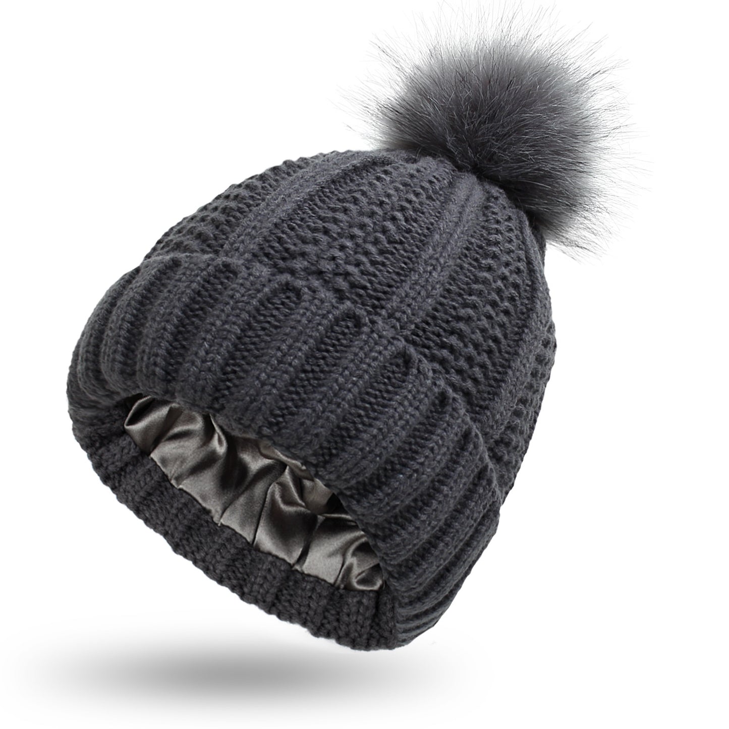 Winter Knitted Hats Fashion Stretchy Lined Skull Hats For Women Women Gym From House Dark Grey One size