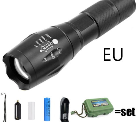 Strong Light Flashlight Special Forces Rechargeable Camping Flashlight Outdoor dealsniper-net T6 running volume version EU