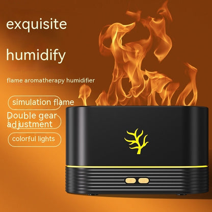 Flame Humidifier USB Smart Timing LED Electric Aroma Diffuser Home Decor DealSniper.net Black