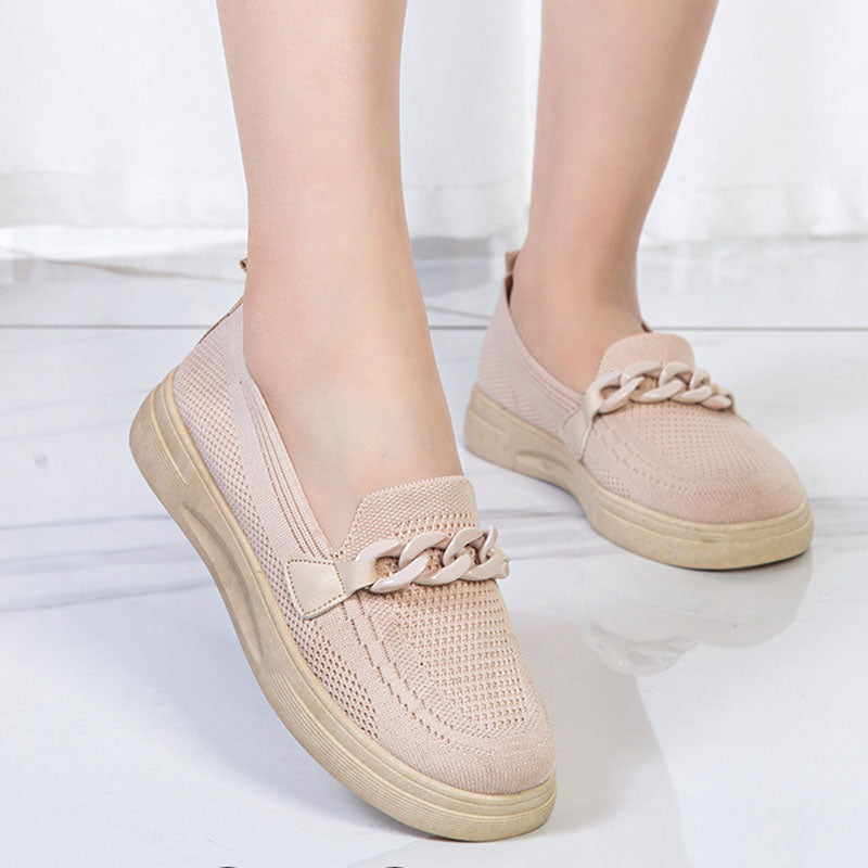 Chain Flats Shoes For Women Slip On Round Toe Comfortable Shoes Women dealsniper-net