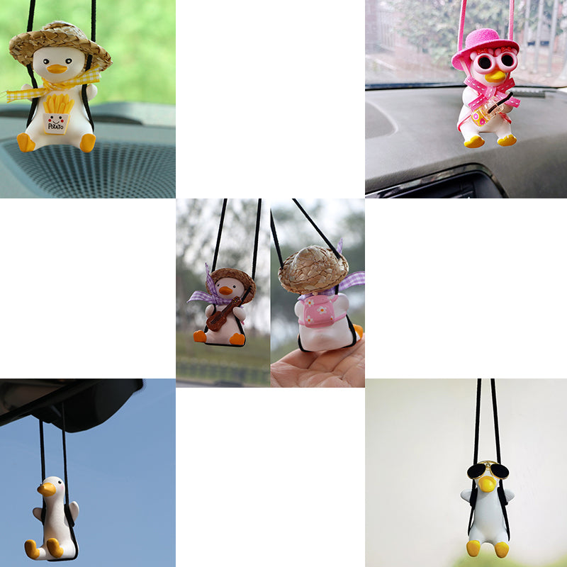 Car Pendant Cute Anime Little Duck Swing Auto Rearview Mirror Vehicle dealsniper-net Set