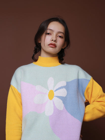 Girls sense flowers color soft thick loose loose sweater winter new style Women dealsniper-net