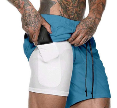 Pocket Compression Shorts Men dealsniper-net Blue 2XL