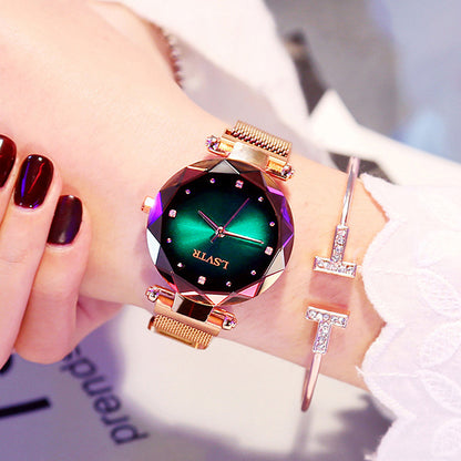 Rose Gold Women Watches Fashion Diamond Ladies Starry Sky Jewelry DealSniper.net