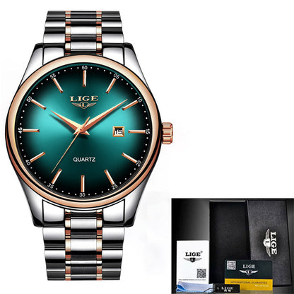 Waterproof multifunctional quartz watch Men DealSniper.net Green Silver