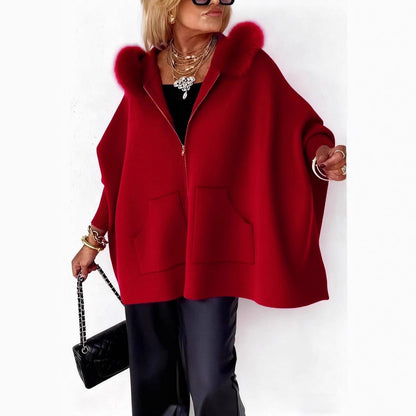 Ins Plush Hooded Cardigan Fashion Warm Pockets Zip-up Knitted Jacket Women null