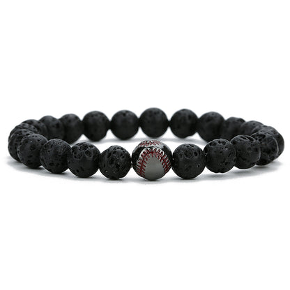 Men's baseball bracelet Jewelry dealsniper-net Black Volcanic