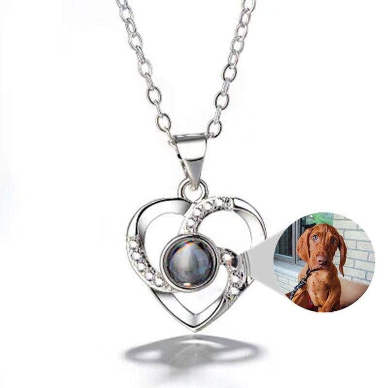 S925 Silver Romantic Colorful Photo Projection Necklace